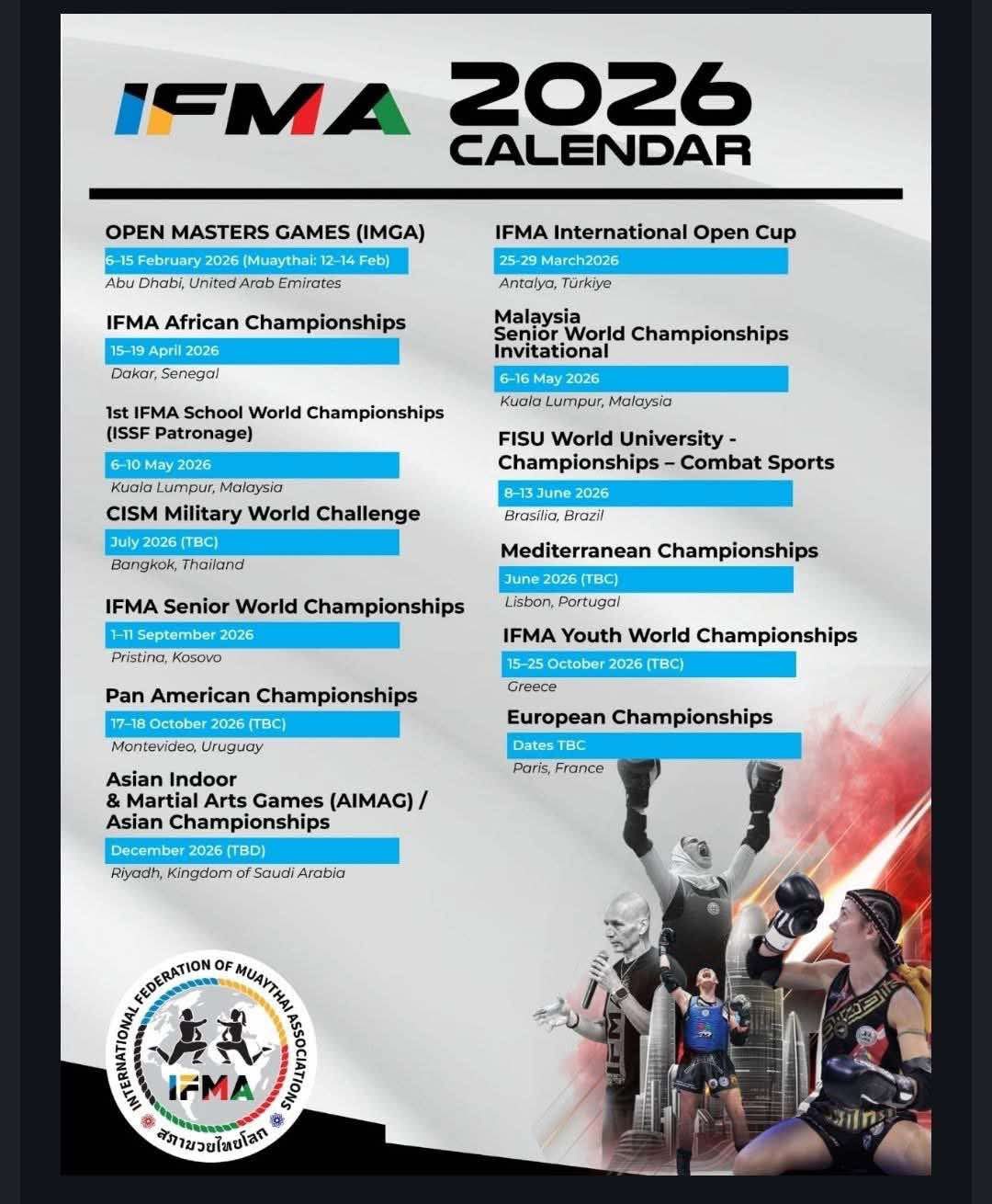 IFMA 2026 Calender